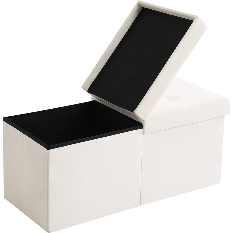 Elbertha Upholstered Ottoman, Cream 100% Polyester