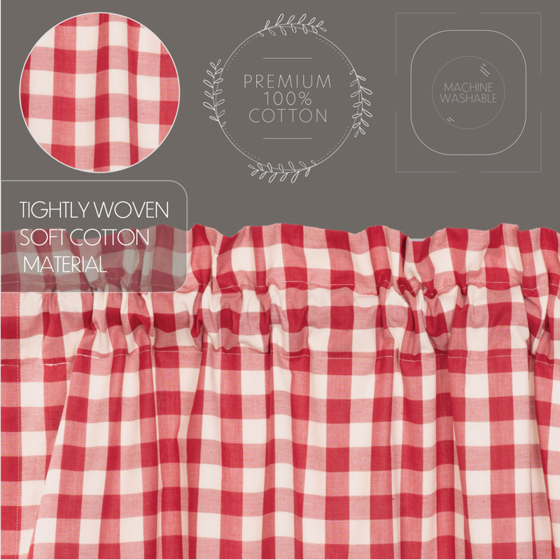 Paire de rideaux obscurcissant 100% coton Barryan, Rouge champêtre