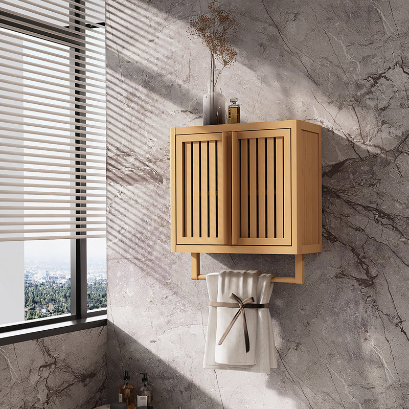 Bathroom Cabinet Wall Mounted  Bamboo Toilet Storage Box