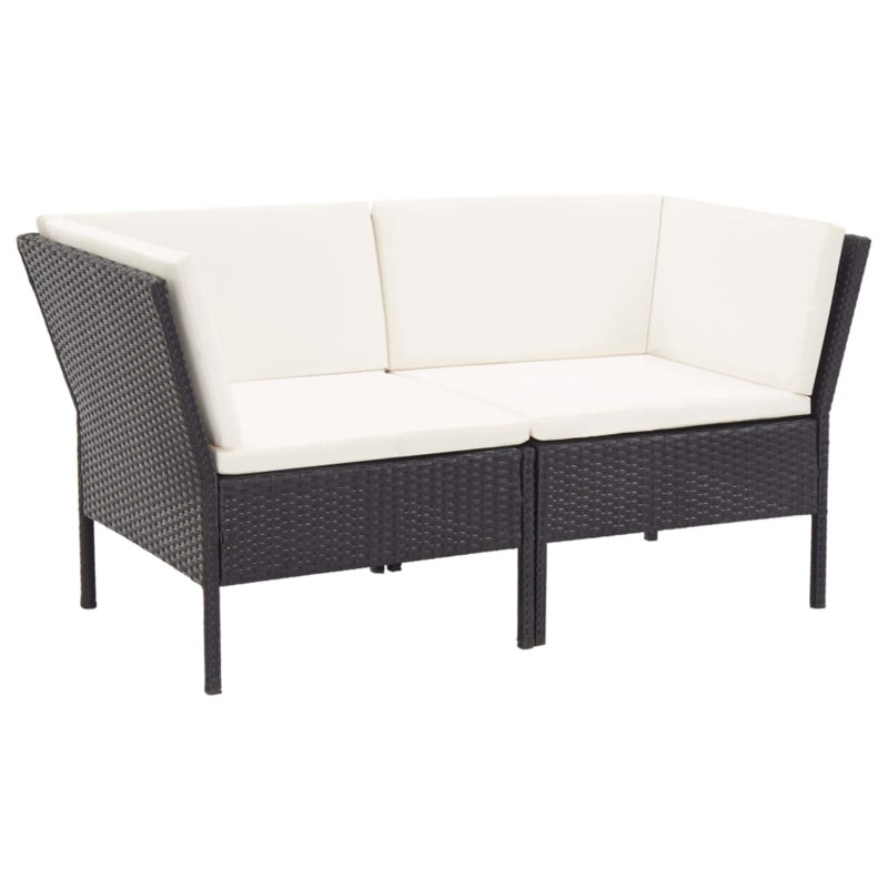 6 Piece Lounge Chair with Cushions, White, Black