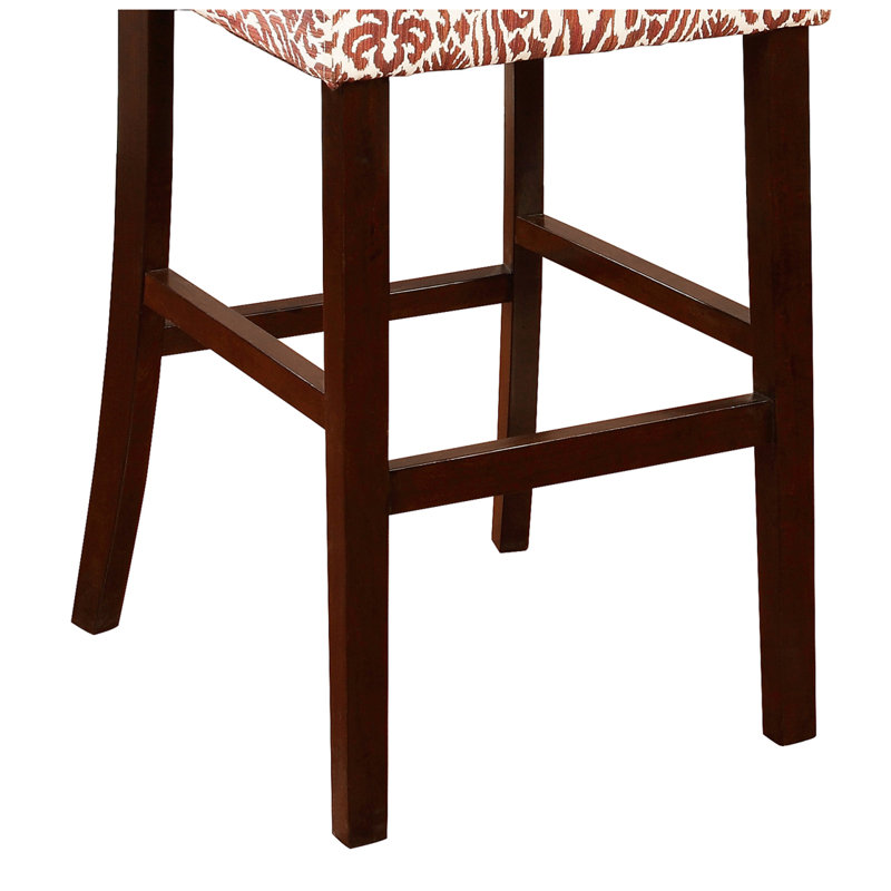  Bar Stool With Patterned Fabric Upholstery