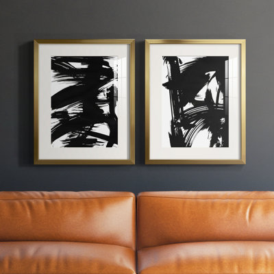 Bambou noir I Bambou I - Encadré sous verre, ensemble de 2, grande décoration murale pour salon