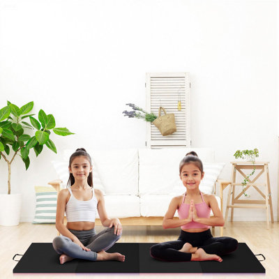 Tapis de gymnastique à 4 plis, tapis d'exercice épais de 2 po pour la gymnastique à domicile, tapis de yoga pliant pour le Pilates, l'aérobie, les arts martiaux et les étirement
