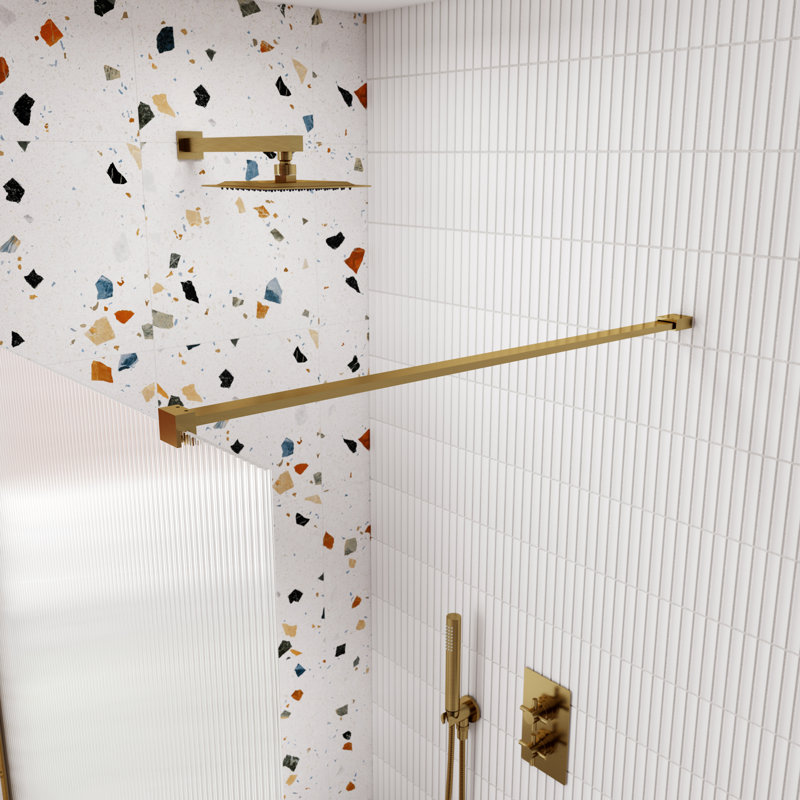 Flat Support Bar - For Use With 1950Mm Wetroom Screens, Brass
