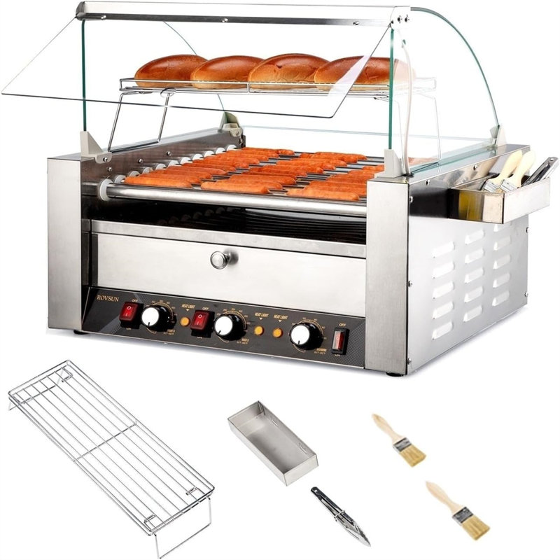 Winado Stainless Steel Non Stick Hot Dog Roller Sandwich Maker & Panini Press with Stainless Steel Lid