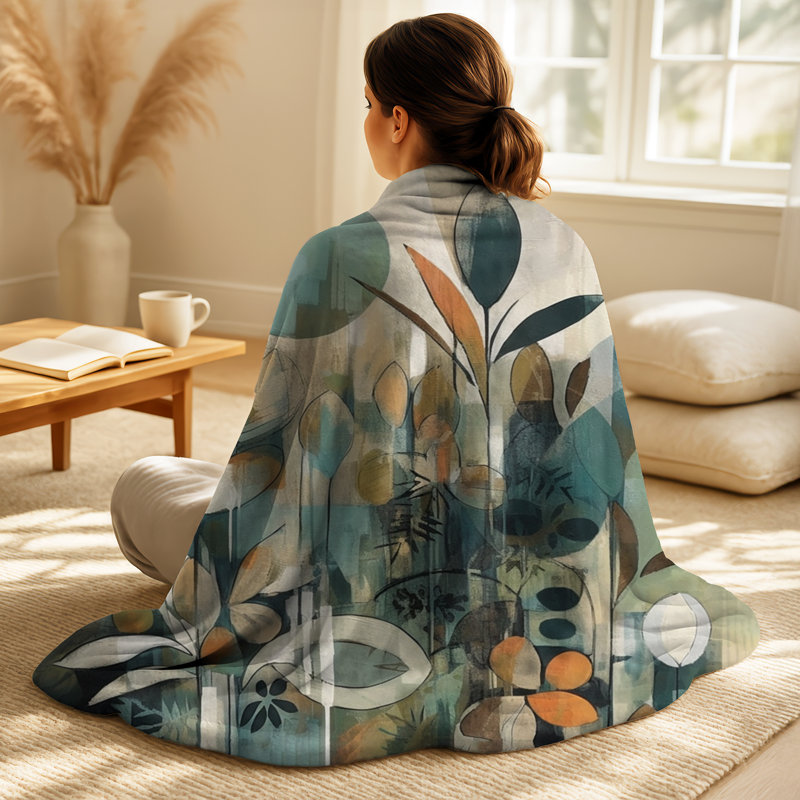 Ensemble de couverture et d'oreiller orange et vert Bohemia III - Boho, Jeté avec deux coussins (ensemble de 3 pièces)