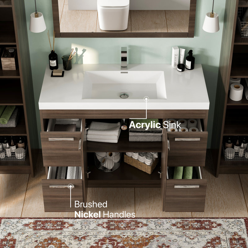 Ensemble de meuble-lavabo simple 47 po Wauconda, Chêne gris