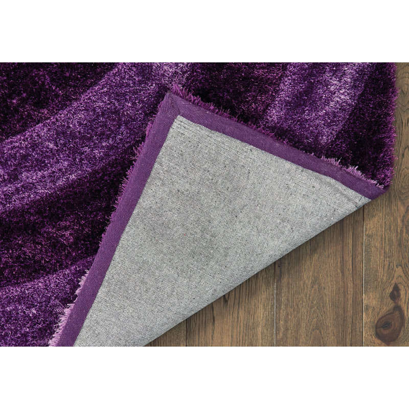 Tapis décoratif violet à poils longs à motif abstrait à Fitts, Rectangle 1 pi 10 po x 3 pi
