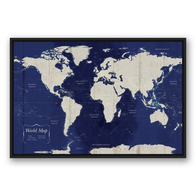 " Navy Blue World Map "