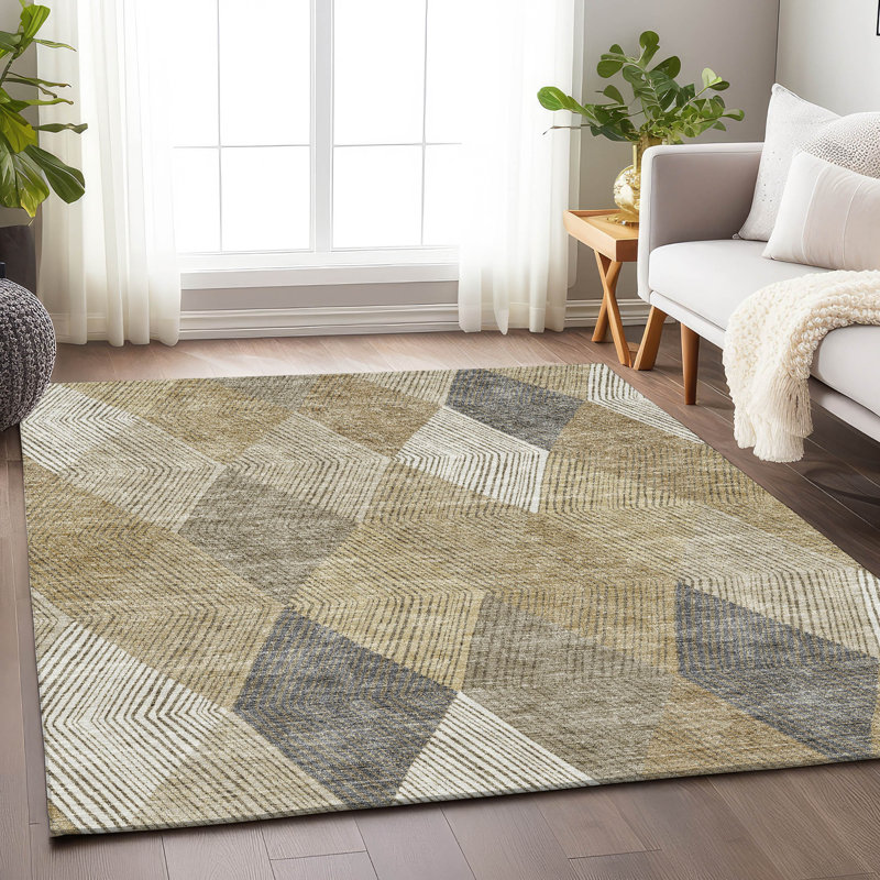 Premium Machine Washable Prisco Wheat Rug, Rectangle 10' x 14'