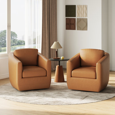  Upholstered Swivel Arm Accent Chair – Comfortable 360° Rotating Lounge Chair for Living Room, Bedroom, or Office