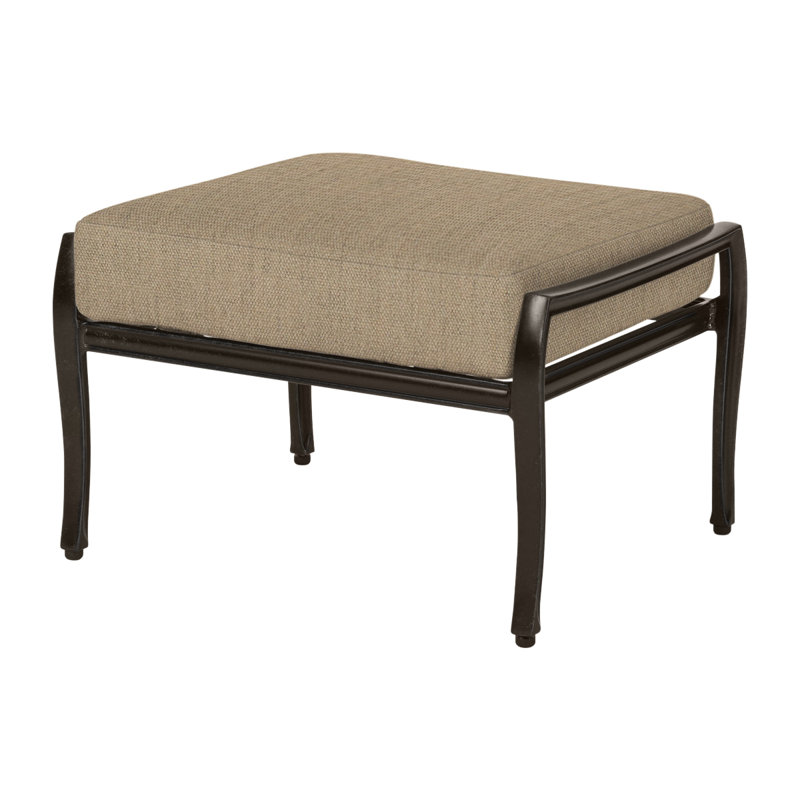 Edge Outdoor Ottoman, Canvas Heather Beige Sunbrella® Canvas, Midnight Gold