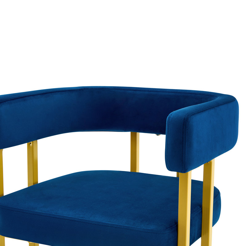 Tabouret de bar moderne de 66 cm (26 pouces) en similicuir avec dossier et repose-pieds, Marine