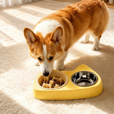 Ensemble de bols à alimentation lente antidérapants, bol à eau en acier inoxydable inclus pour les petits chiens, chiots et chats