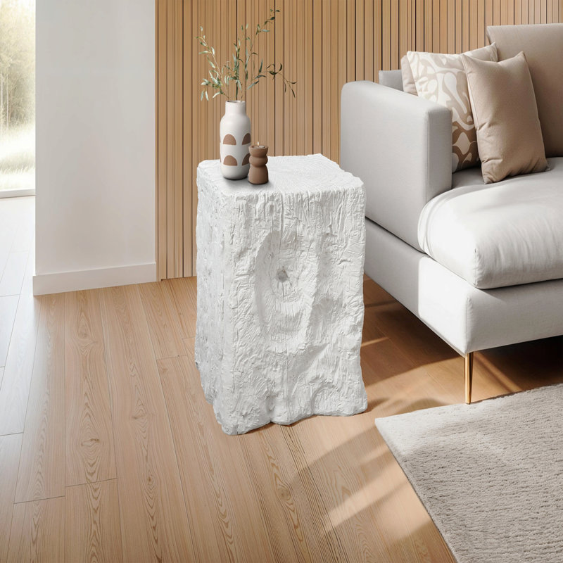 Table d'appoint, H 25 po, intérieur ou extérieur, bout, table de chevet, table d'appoint, carré, salon, chambre à coucher, blanc, contemporain, moderne