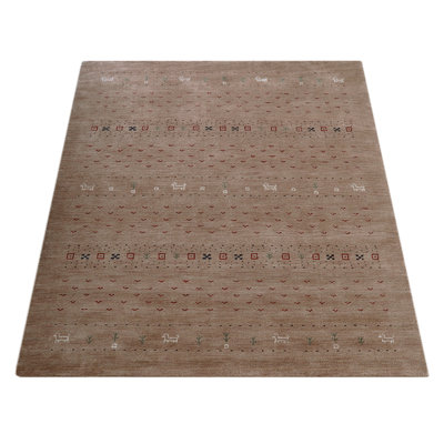 Manns HAND KNOTTED LOOM WOOL ECO-FRIENDLY AREA RUGS -  Rectangle | Light Brown Color | Contemporary Modern Design, High Pile Handmade Anti Skid Rugs for Living Room