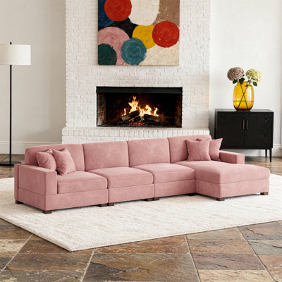 4-Piece Corduroy Sectional Sofa