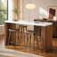 Table basse de bar moderne avec dessus en faux marbre et pieds en noyer