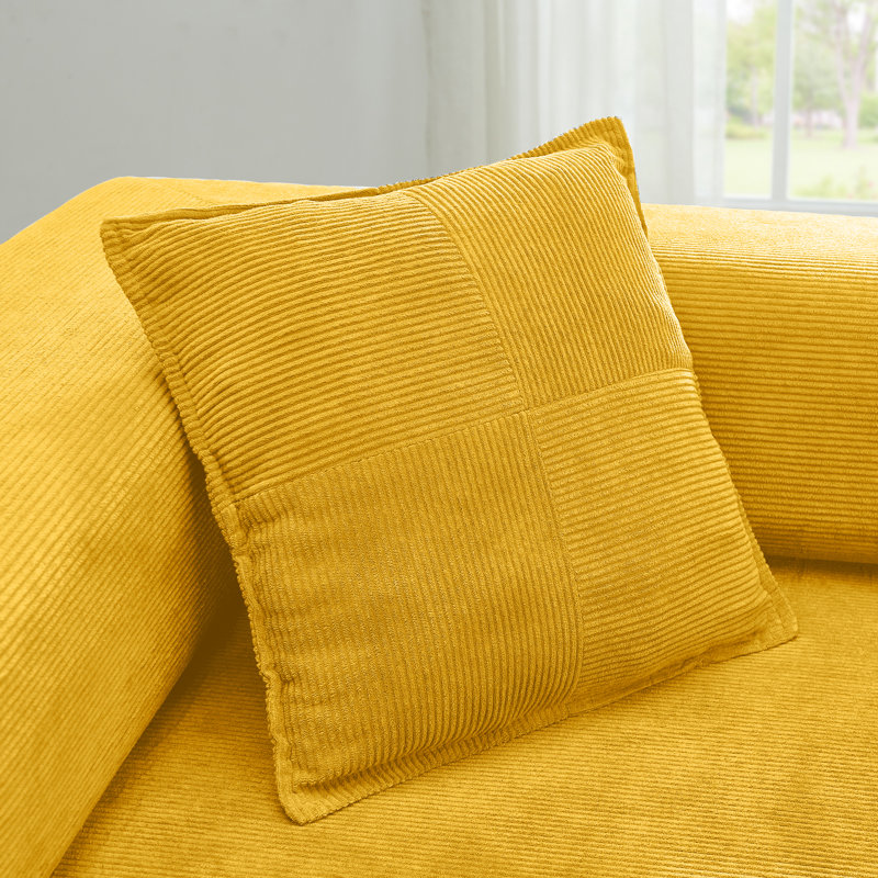 Canapé modulaire en L 108 po avec méridienne modulaire en L, canapé-lit convertible escamotable sans assemblage requis, Jaune