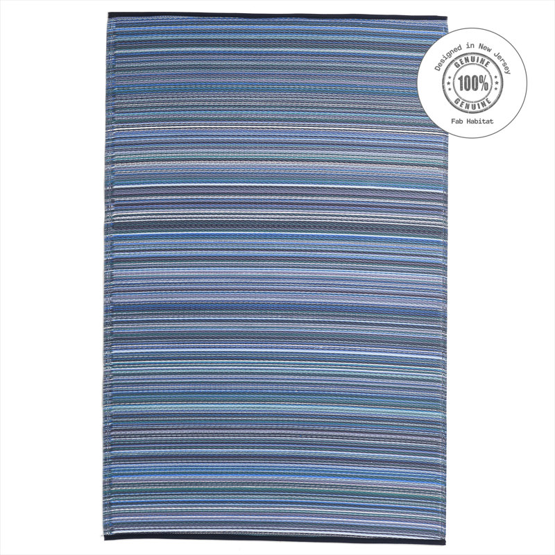 Outdoor Rug Plastic Straw Rug Waterproof Patio Amyree, Rectangle 8' x 10', Cancun - Indigo 