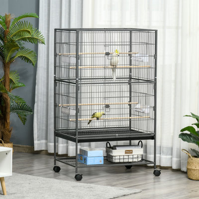 Large Bird Cage Budgie Cage for Finch Canaries Parrot with Stand Grey