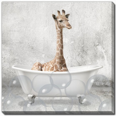«Baby Giraffe Bath», art mural