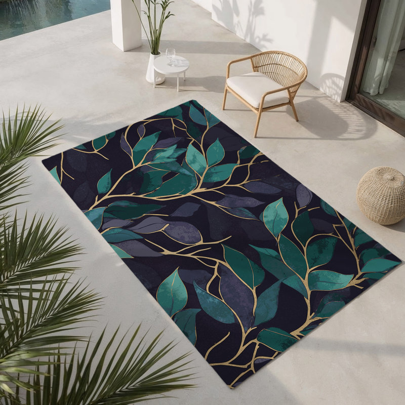 Tapis intérieur et extérieur Gilded Underbrush, Rectangle 3' x 5'