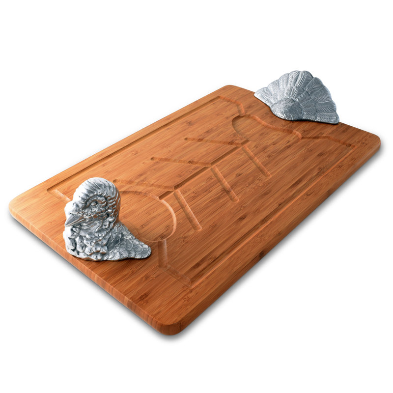 Arthur Court Designs Game Birds Turkey Bamboo Carving Board