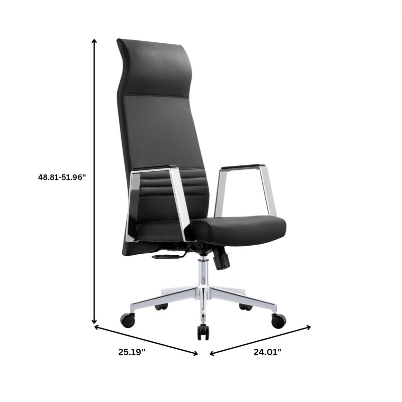 Sledmere High-Back Leather Office Chair – Ergonomic Executive, Task & Conference Chair with Swivel, Tilt, Upholstered Seat & Iron Frame for Home Office or Conference Room