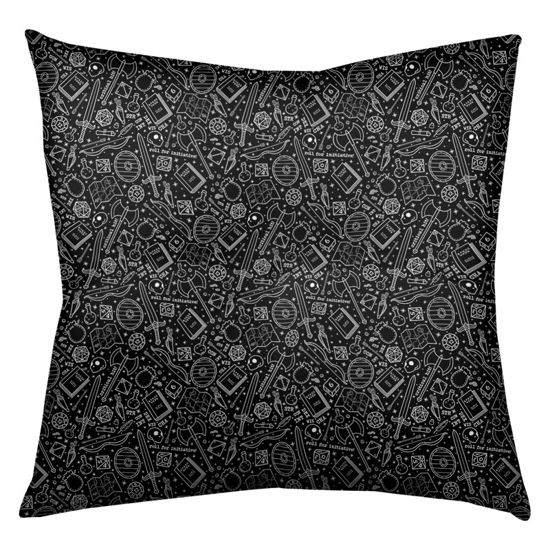 Coussin de sol carré Katelyn Elizabeth, 30 po x 30 po, Noir / blanc