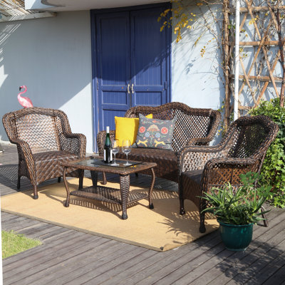 4 Piece Rattan Wicker Seating Group