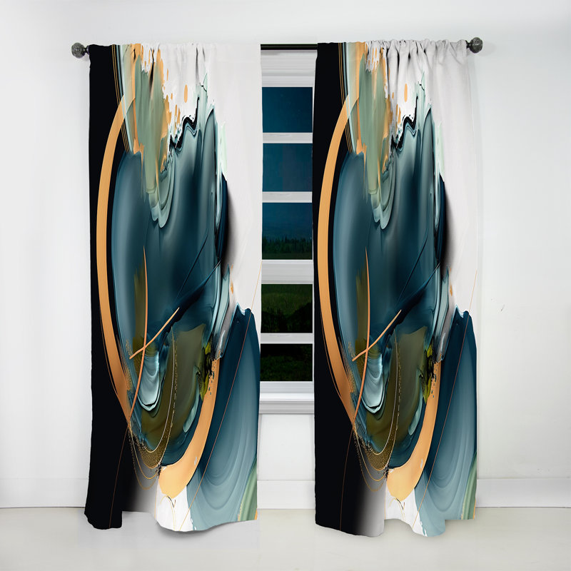 Abdon - Abstrait moderne - Velours obscurcissant - 1 panneau, L 52 po x L 95 po