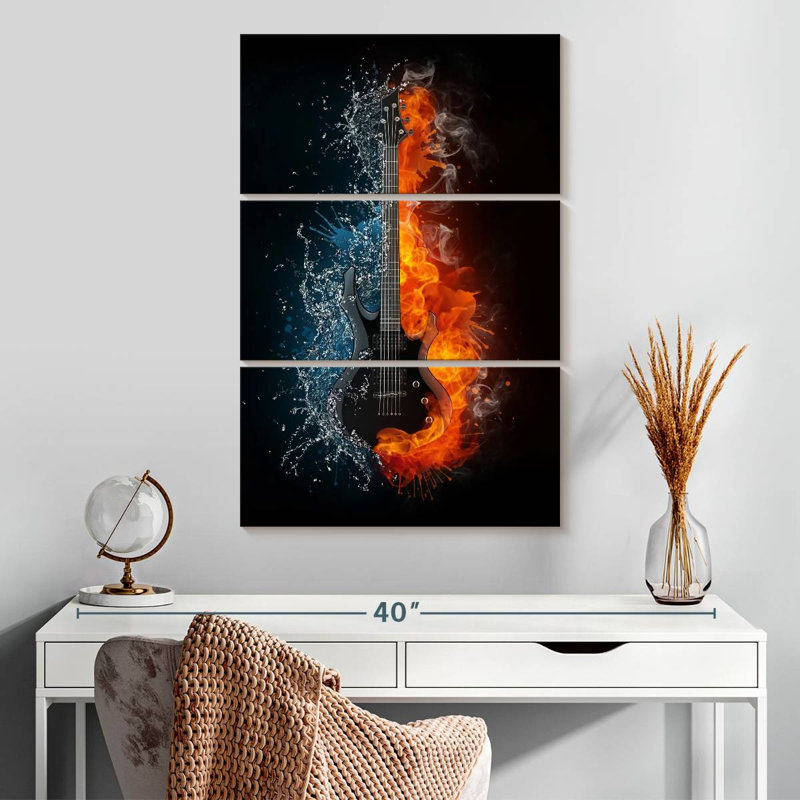 Abarca Flaming Guitar, 32" H x 20" W