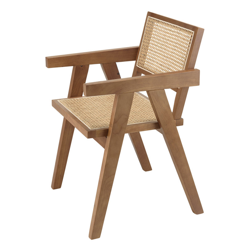 AGATHE Upholstered Armchair, Dark Hevea Wood
