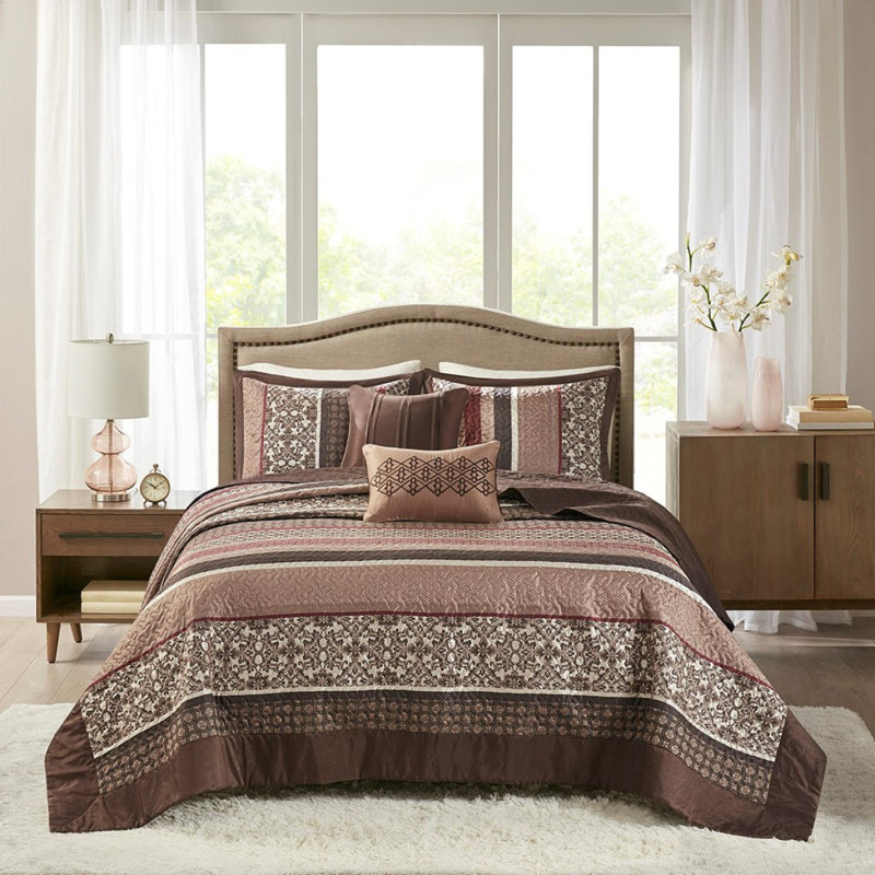 Ensemble de couvre-lit réversible en jacquard 5 pièces Red King, King Bedspread + 4 Additional Pieces, Red