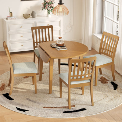Ensemble de table de salle à manger 5 pièces pour 4 personnes, table pliante compacte et chaises rembourrées, idéal pour les petits appartements et les salles à manger