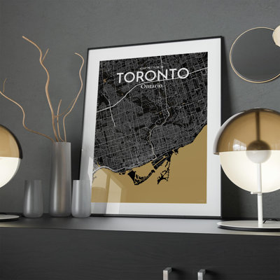 Toronto City Map in Luxe 1 Piece Wall Art