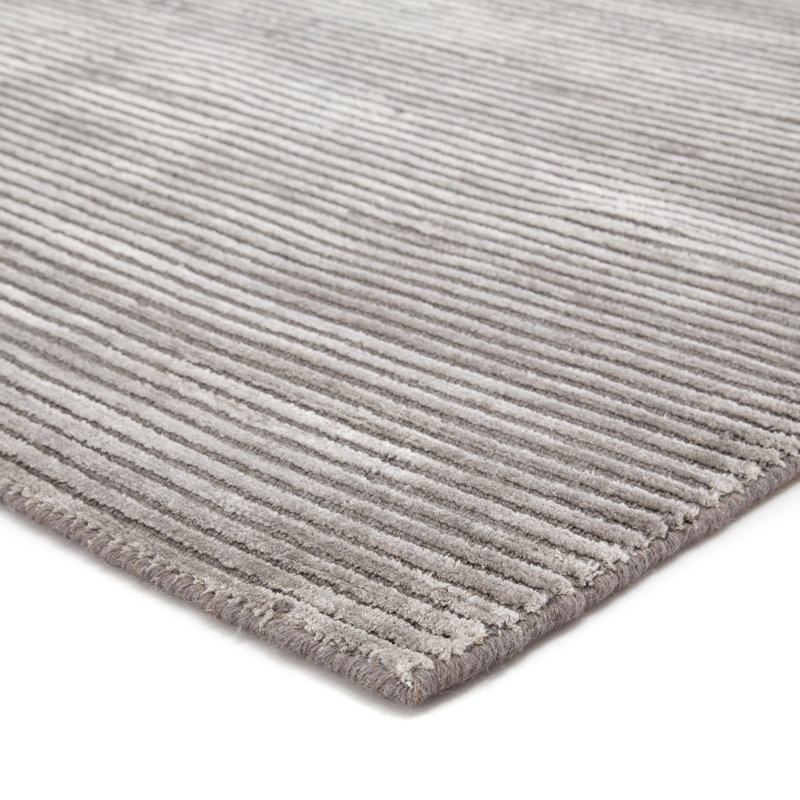 Tapis gris / argent en laine fabriqué à la main Melbourne, Rectangle 9 pi x 12 pi