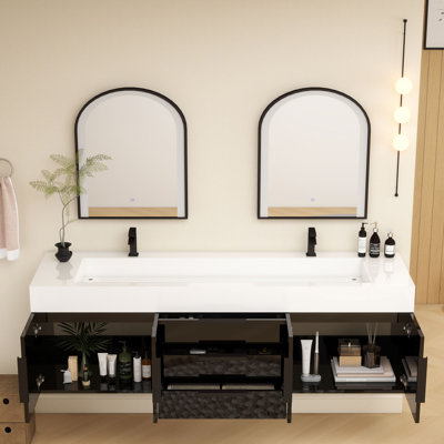 72'' Wall Mounted Double Bathroom Vanity Base Only