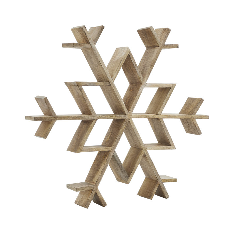 Petit flocon de neige en bois naturel, H 23 po x l 23 po x P 2,75 po