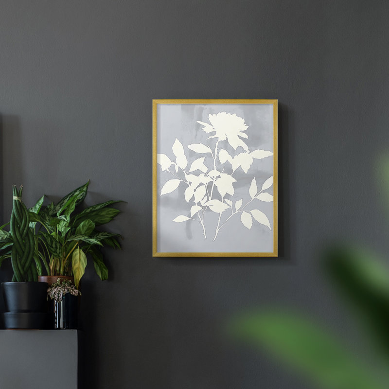 Série FLORAL - Impression encadrée de qualité supérieure - Prêt à accrocher - aucun clou requis, Or, H 21 po x l 17 po