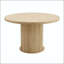 Table de salle à manger ronde en bois avec piédestal à colonne romaine et rangement
