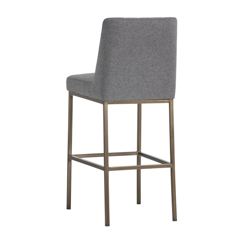 5West Upholstered Stool with Metal Frame, Dark Gray Performance Basketweave, Counter Stool (26" Seat Height)