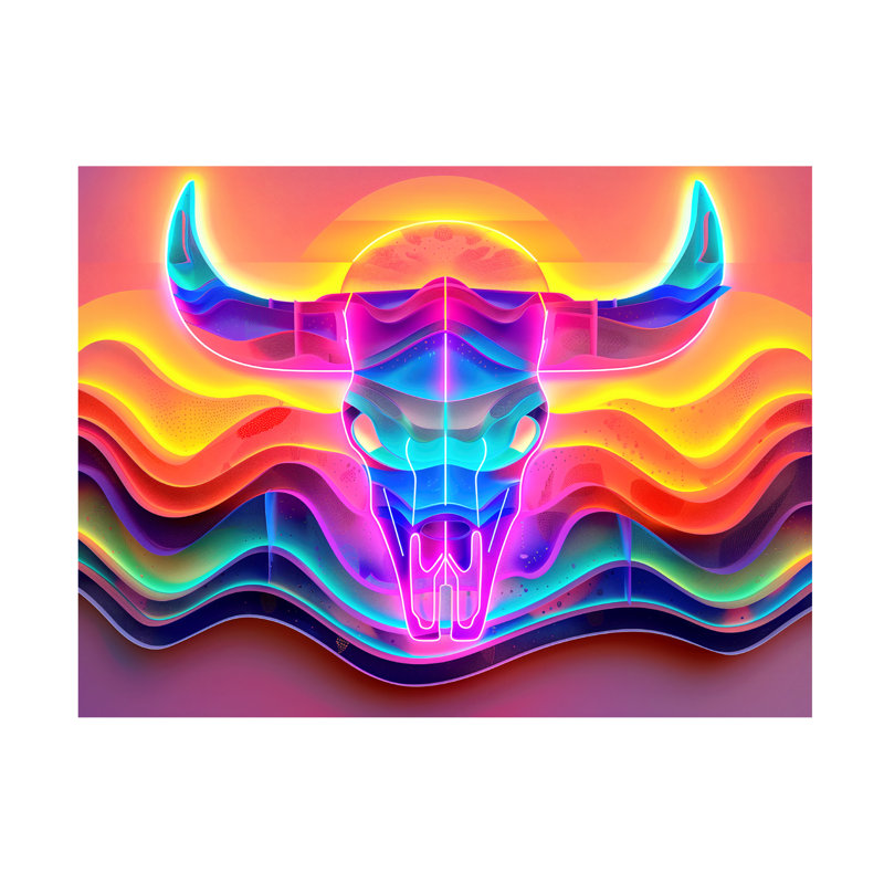 Ray Heere Neon Skull 2 Canvas Art, 18" H x 24" W