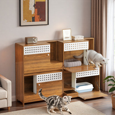 2-piece Modern Cat Furniture Set With Airy Ventilation Holes