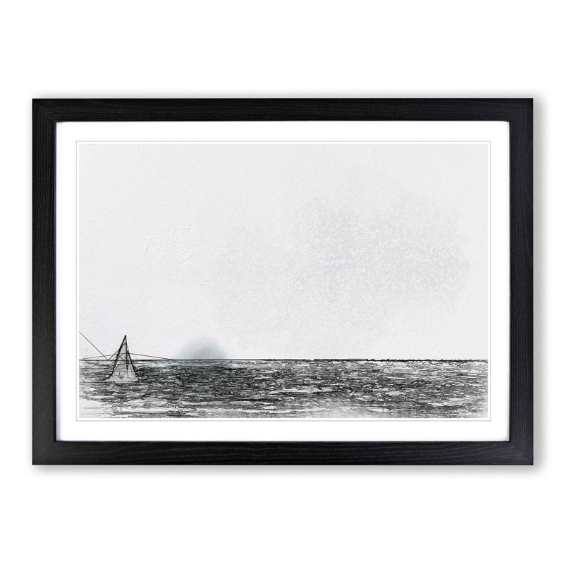 Sailing on the Ocean in Abstract - Picture Frame Graphic Art Print, 40cm H x 60cm W x 2cm D, Black