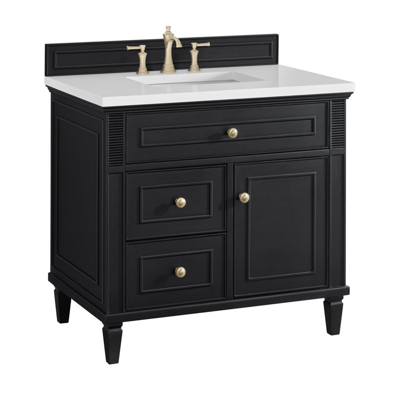 Lorelai 36'' W Single Vanity, Black Onyx, 8" Widespread, White Zeus