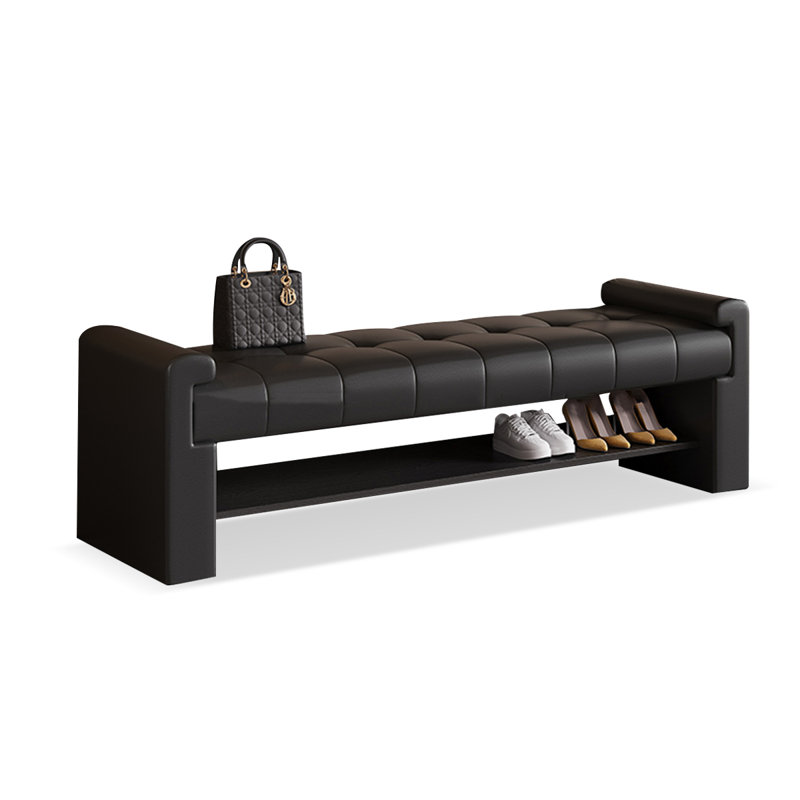 Banc rembourré, H 18,90 po x l 47,24 po x P 15,75 po, Noir