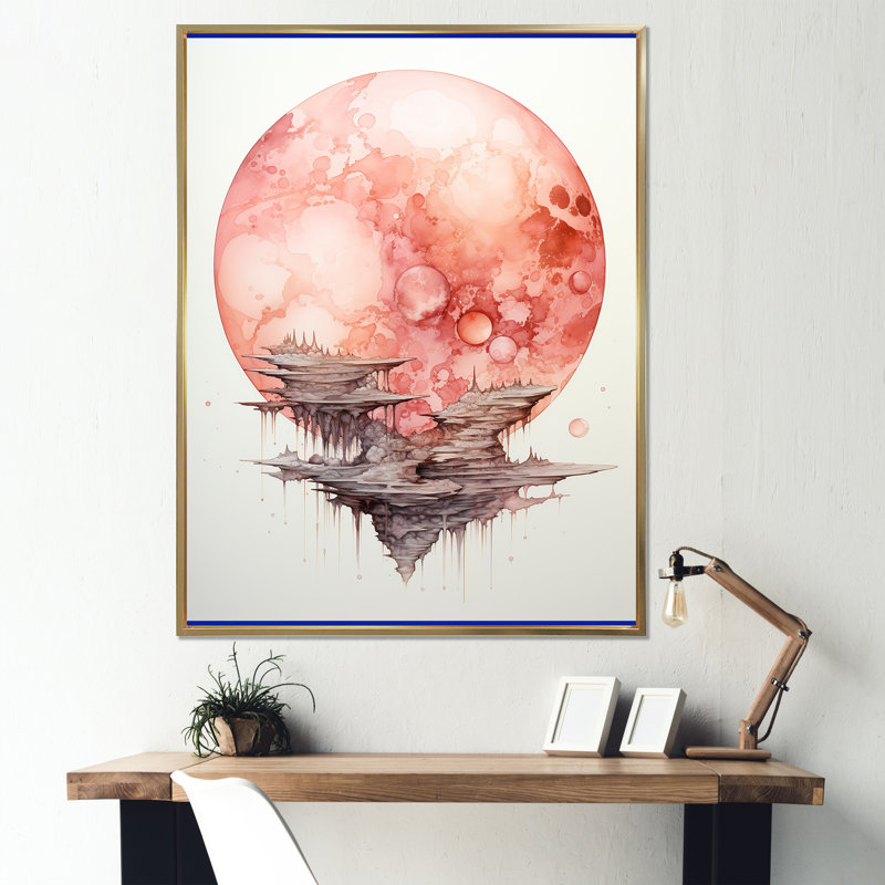 Planète Haumea subtile - reproduction d'espace sur toile, H 32 po x l 16 po x P 1 po, Cadre flottant doré