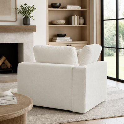 Chenille Accent Chair with Ottoman, Modern Lounge Chair Set with Solid Wood Frame, Comfy Armchair with Throw Pillow for Living Room, Bedroom & Apartment